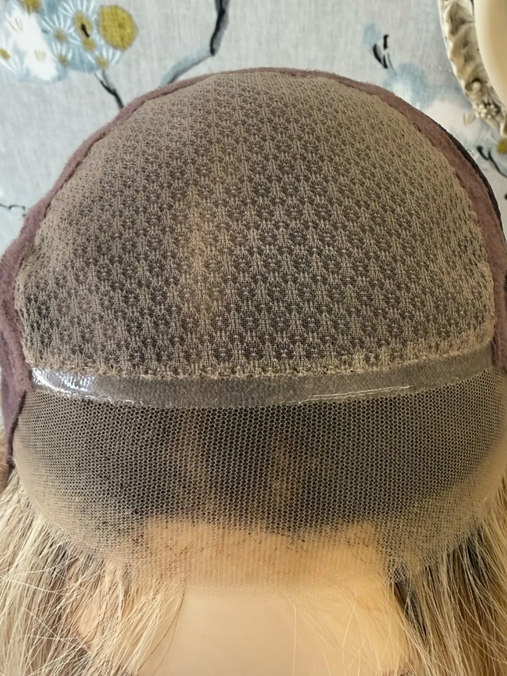 Human hair blonde wig, lace front handtied cap, ultra lightweight medical wig